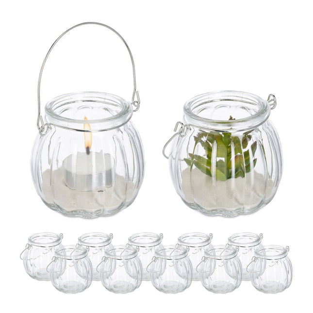 Lot de 12 lanternes en verre