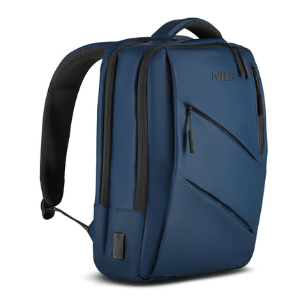 Sac à dos pour ordinateur portable, bleu, port de chargement USB-C, 15 L