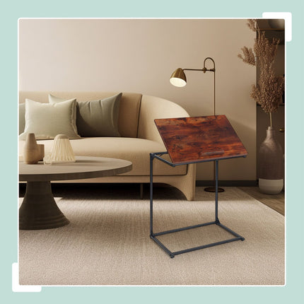 Table d'appoint pour ordinateur portable - Inclinable, antidérapante, en forme de C