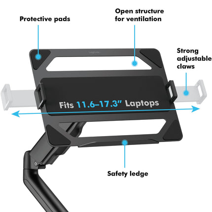 Laptop holder for monitor arm VESA 75x75