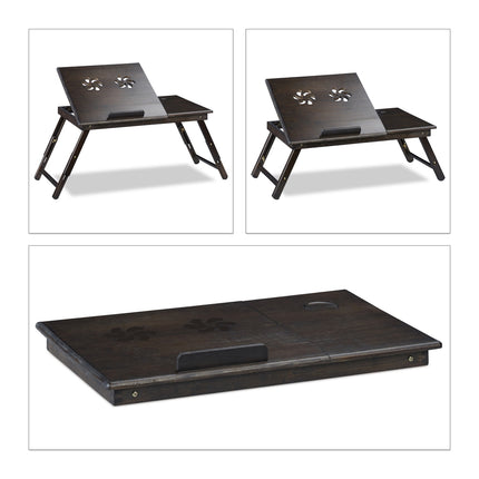 Table pour ordinateur portable en bambou marron foncé