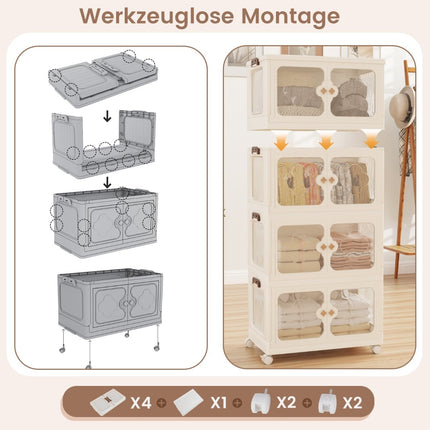 Große 212-Liter-Aufbewahrungsbox mit Deckel, Rollen, transparenten Türen