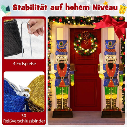 Großer 3D Nussknacker mit Schwert, 110 LED-Leuchten, 184 cm