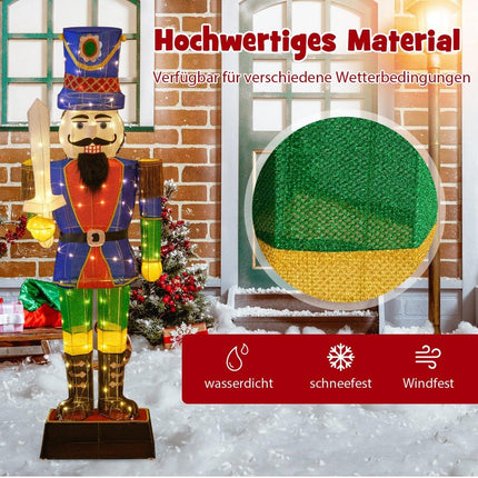 Großer 3D Nussknacker mit Schwert, 110 LED-Leuchten, 184 cm