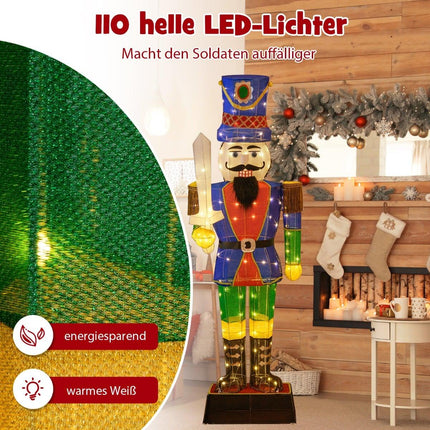Großer 3D Nussknacker mit Schwert, 110 LED-Leuchten, 184 cm