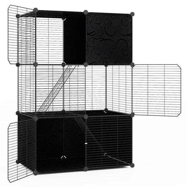 Grande cage à chat à 3 niveaux avec aire de jeu, 74 x 47 x 110 cm