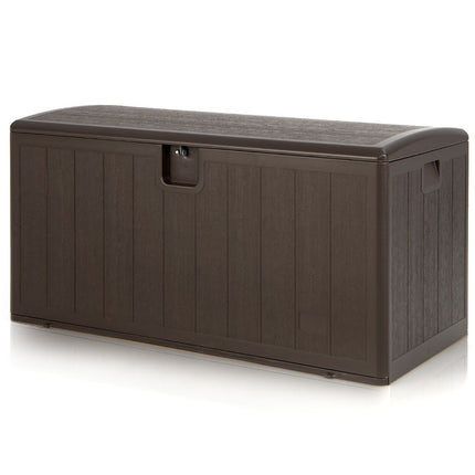 Grande boîte de rangement capacité 400 L, coffre protégé du soleil, 127,5 x 64 x 64 cm, marron