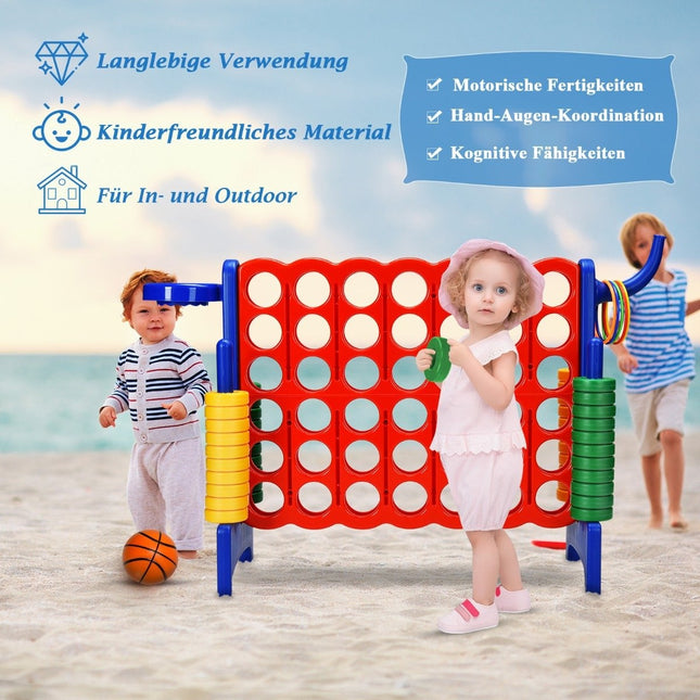 Grand ensemble 4 en rangée jumbo 4 en rangée pour enfants et adultes 84 x 33 x 79 cm rouge + bleu