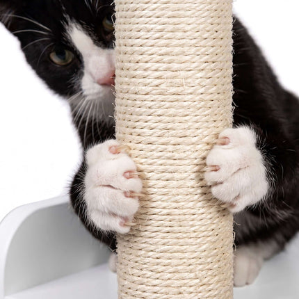 Grand arbre à chat avec meuble à litière et poteaux en sisal