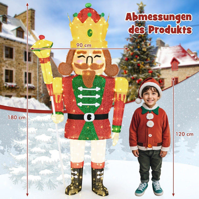 Große Weihnachts-Nussknacker-Figur mit LED-Beleuchtung XXL beleuchtete Weihnachtsdeko