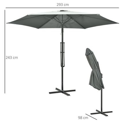 Großer dunkelgrauer Terrassenschirm mit Ständer, Metallrahmen
