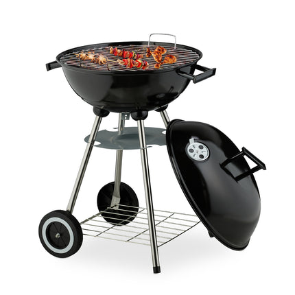 Grand barbecue à bouilloire avec roues et récupérateur de cendres