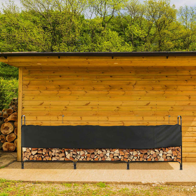 Grand support à bois de chauffage en métal avec couvercle
