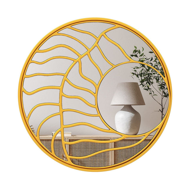 Grand miroir mural rond - 80 cm, cadre doré, décoratif