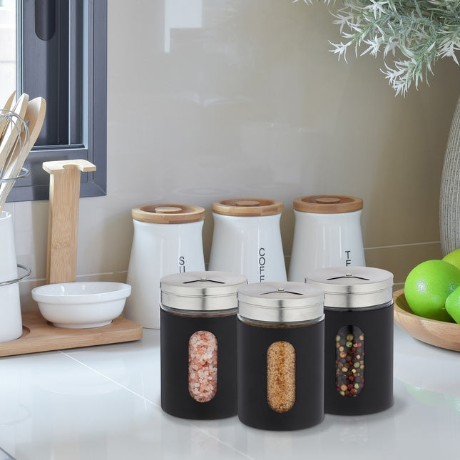 Grands pots à épices, lot de 6 avec couvercles rotatifs