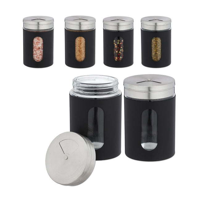 Grands pots à épices, lot de 6 avec couvercles rotatifs