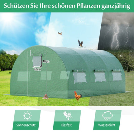 Großes begehbares Gewächshaus 12m² mit PE-Abdeckung & Eisenrahmen