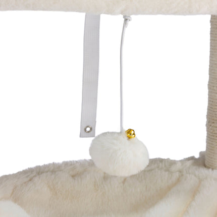 Grand arbre à chat blanc avec meuble à litière et poteaux en sisal