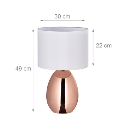 Grande lampe de chevet avec fonction tactile en cuivre