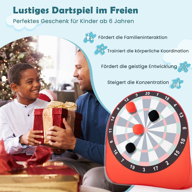 Große Dartscheibe für Kinder Dart Wurfspiel Set mit 4 Kickbällen Fußball Darts für Garten Rot