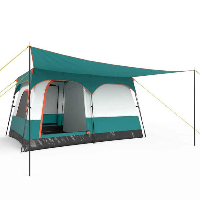 Tente de camping pour 6 personnes avec auvent et double toit - S
