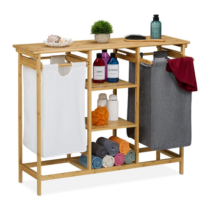 Panier à linge à 4 étagères, tissu bambou