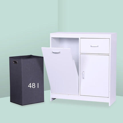 Armoire à linge avec sac de 48 L et compartiments de rangement