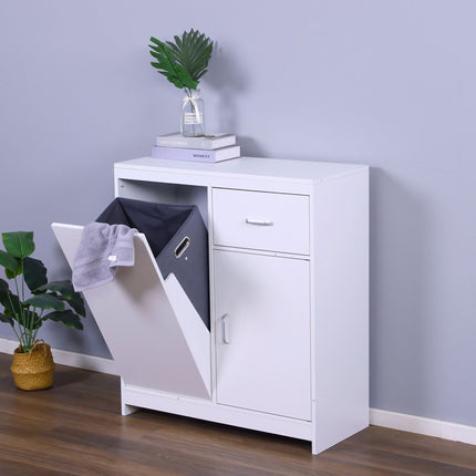 Armoire à linge avec sac de 48 L et compartiments de rangement