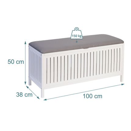 Tabouret pour panier à linge - Finition noyer, assise rembourrée