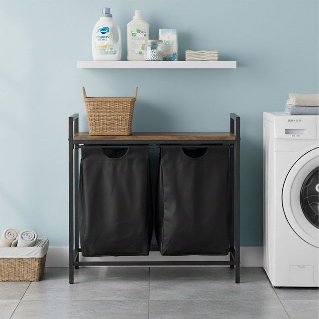 Trieuse à linge avec 2 sacs amovibles et étagère