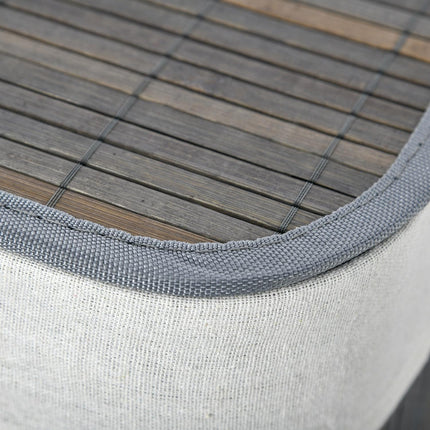 Panier à linge 100L avec 2 compartiments en bambou, couvercle rabattable avec poignée, sac amovible et lavable en gris
