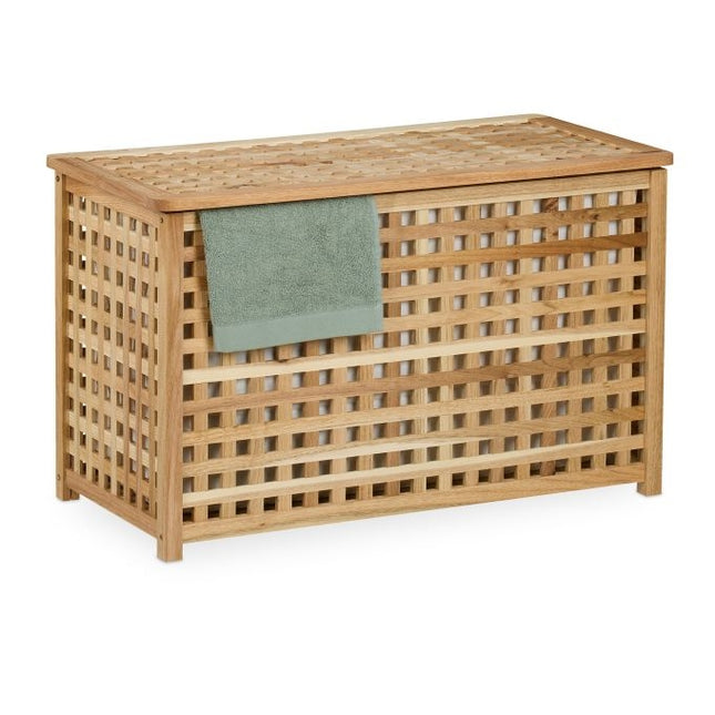 Panier à linge en noyer avec sac