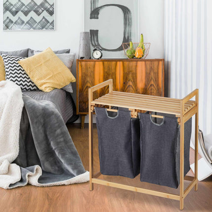 Étagère à panier à linge avec 2 compartiments