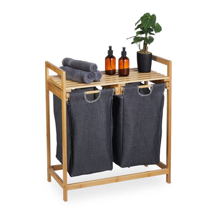 Étagère à panier à linge avec 2 compartiments