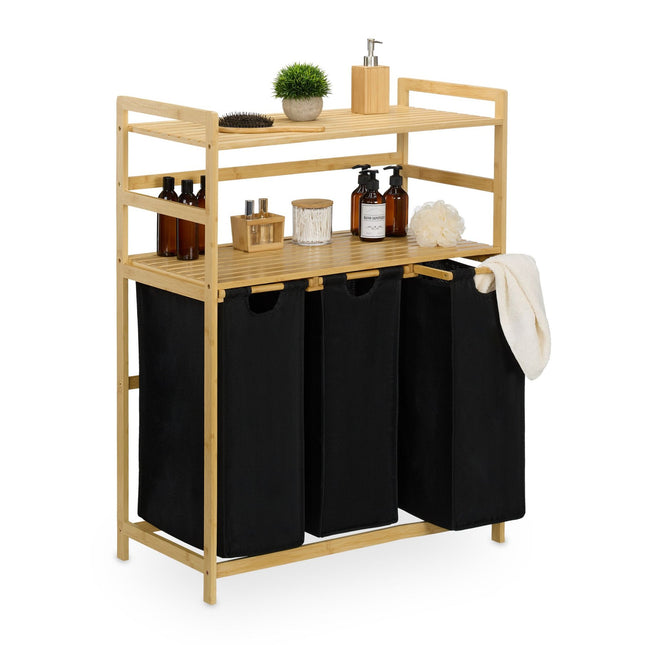 Support pour panier à linge avec 2 étagères