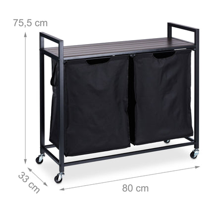 Support pour panier à linge avec étagère