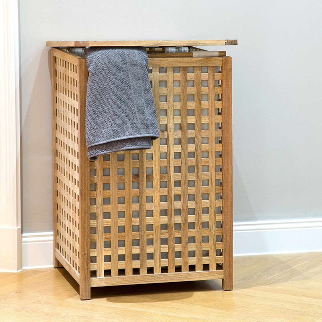 Panier à linge en bois de noyer