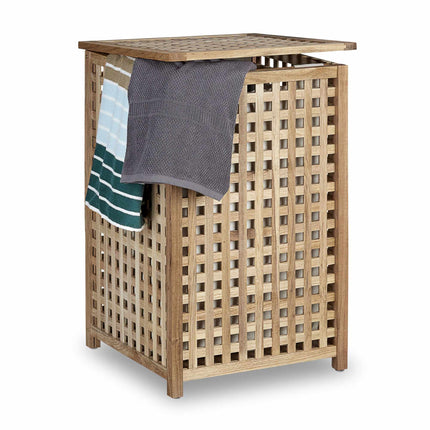 Panier à linge en bois de noyer