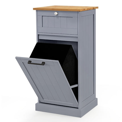 Armoire à linge avec panier à linge, tiroir et bac à linge de table en bambou gris