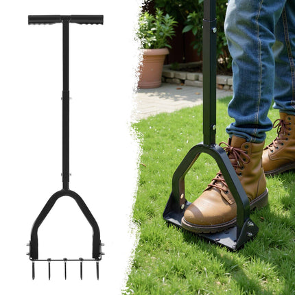 Lawn Aerator, Manual 15-Spike Tool With Long Handle