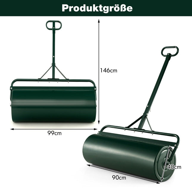 Gartenwalze Metall 113L, mit Wasser/Sand befüllbar, Grün