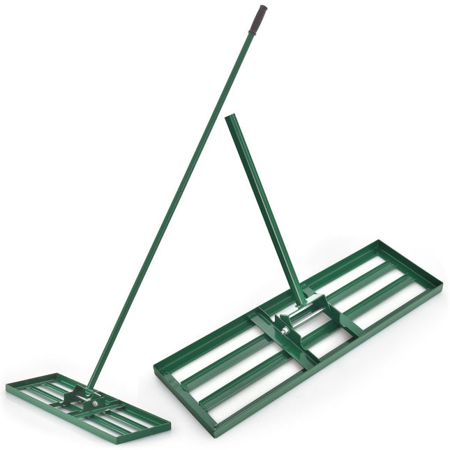 Râteau à gazon avec poignée ergonomique pour le sol 75 x 25 cm vert