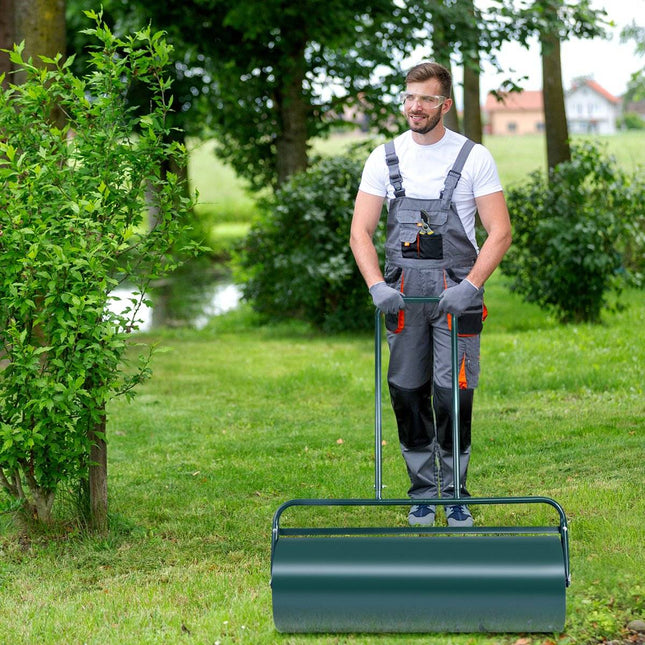 Rouleau à gazon Rouleau à main 90 cm Rouleau de jardin 63 L avec tambour robuste Rouleau à gazon vert