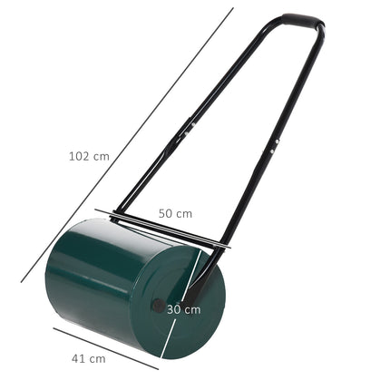 Gartenwalze mit U-Griff, 31 cm Durchmesser, Metall, grün