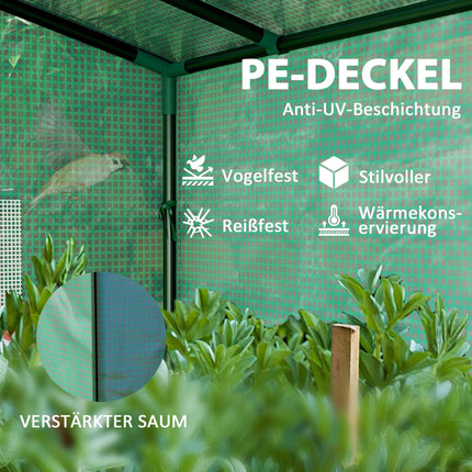 Anlehn-Mini-Gewächshaus mit UV-Abdeckung, Rolltür