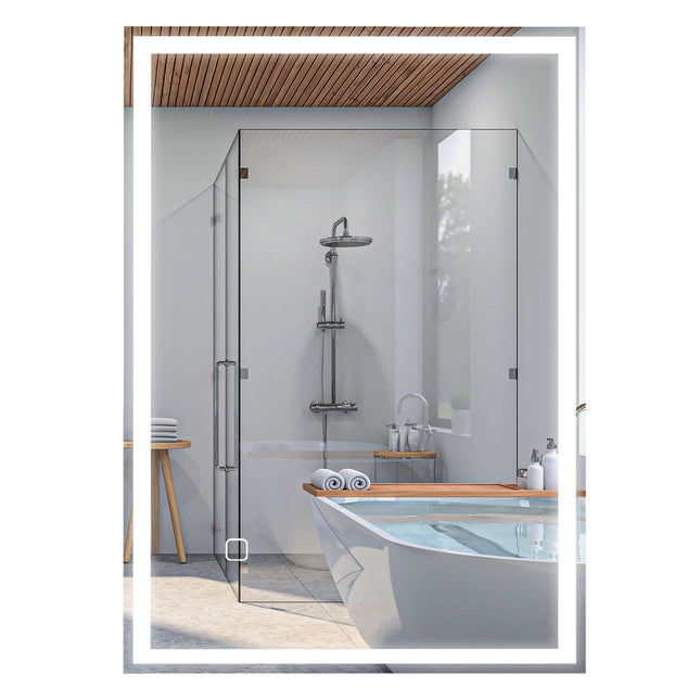 LED Badspiegel, 80x60cm, beschlagfrei, Touch-Schalter