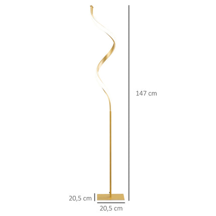 Lampadaire Led 10W Spirale, Interrupteur Au Pied, Étanche, Lumière Blanc Chaud, 20,5X20,5X147Cm