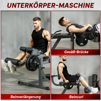 Beincurl-Maschine, verstellbare Rückenlehne und Oberschenkelstütze, Stahl