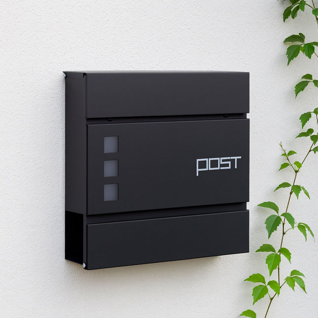 Briefkasten mit Zeitungsrolle – Wandmontage, Eisen-Design