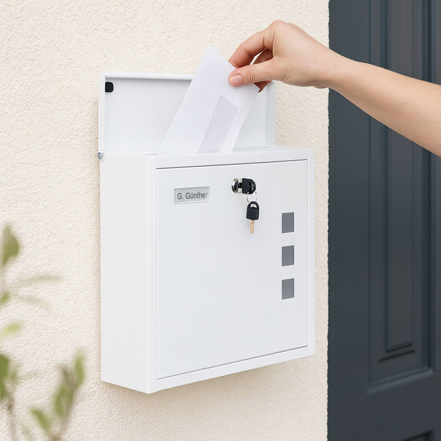 Boîte aux lettres avec fenêtre de visualisation - Fixation murale, en fer, fente pour C4